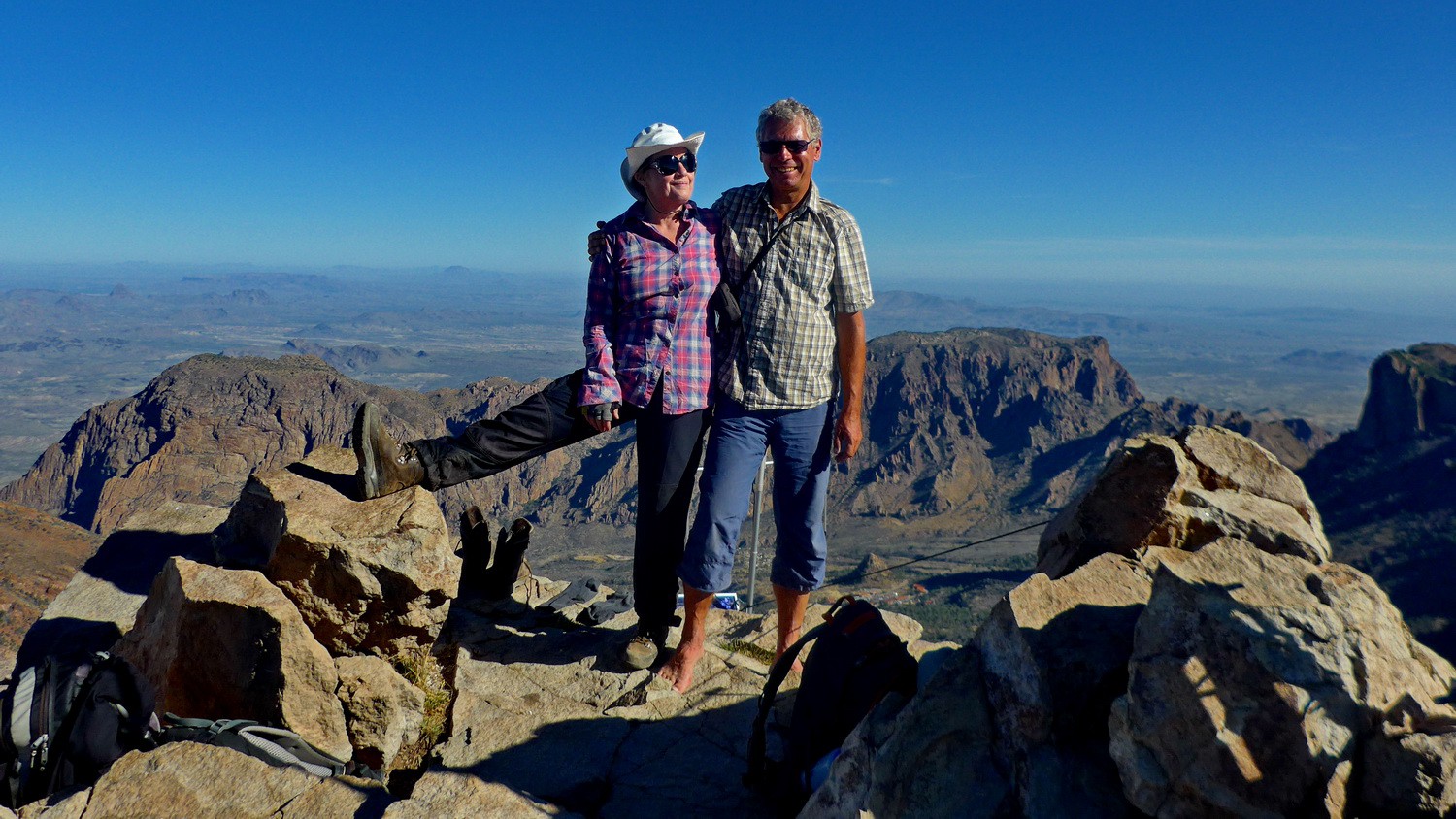 Marion and Alfred on the summit of Emory Peak